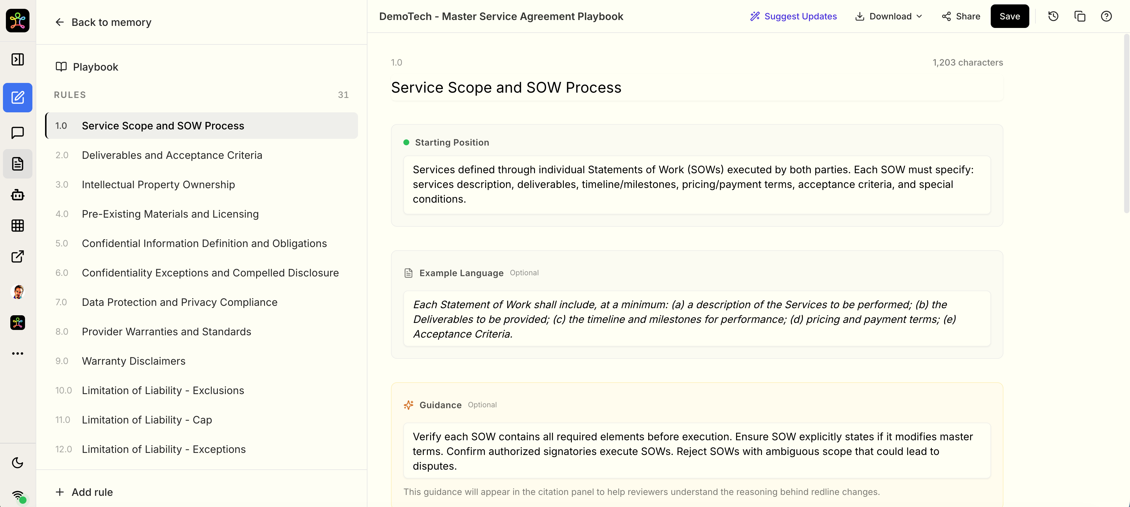 AI Learnings admin dashboard with 14 active rules, 20 sessions reviewed, 80% average acceptance rate, and compacted learnings showing confidence scores with red-to-green text examples